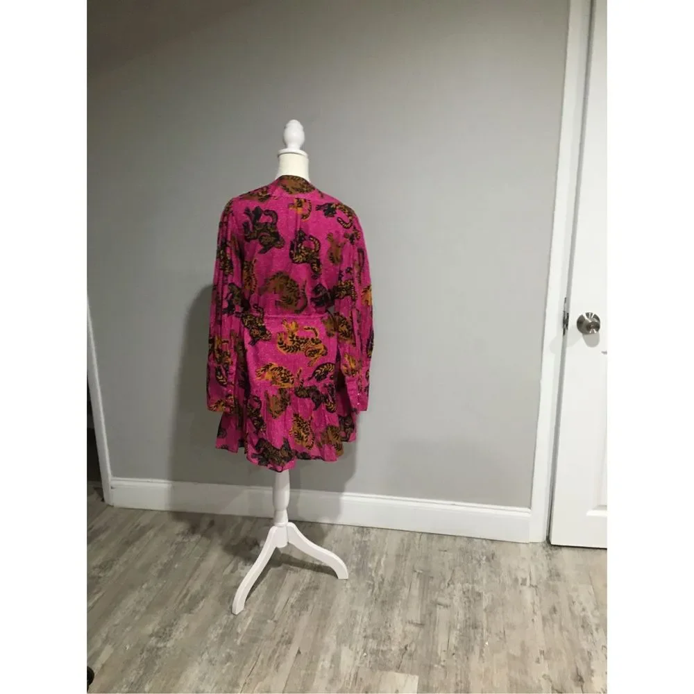 Farm Rio Pink Wild Leopards Minidress Size Large NWT - Picture 9 of 10